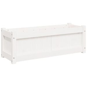 vidaXL Jardinera de madera maciza de pino blanca 90x31x31 cm