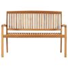 vidaXL Banco de jard&iacute;n apilable y coj&iacute;n madera maciza de teca 128,5 cm
