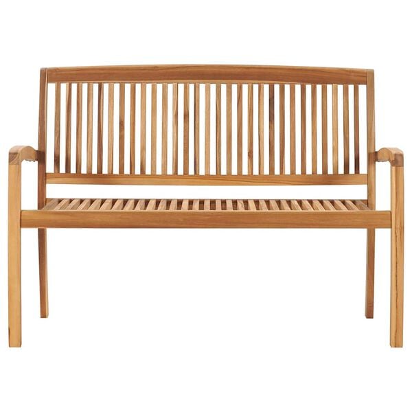 vidaXL Banco de jard&iacute;n apilable y coj&iacute;n madera maciza de teca 128,5 cm