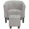 vidaXL Sillón con taburete terciopelo gris claro