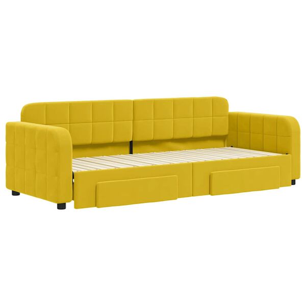 vidaXL Sofá cama nido con cajones terciopelo amarillo 80x200 cm