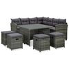 vidaXL Set de muebles de jard&iacute;n 6 pzas y cojines rat&aacute;n sint&eacute;tico gris