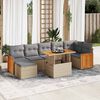 vidaXL Set sof&aacute;s jard&iacute;n y cojines 8 pzas rat&aacute;n sint&eacute;tico acacia beige