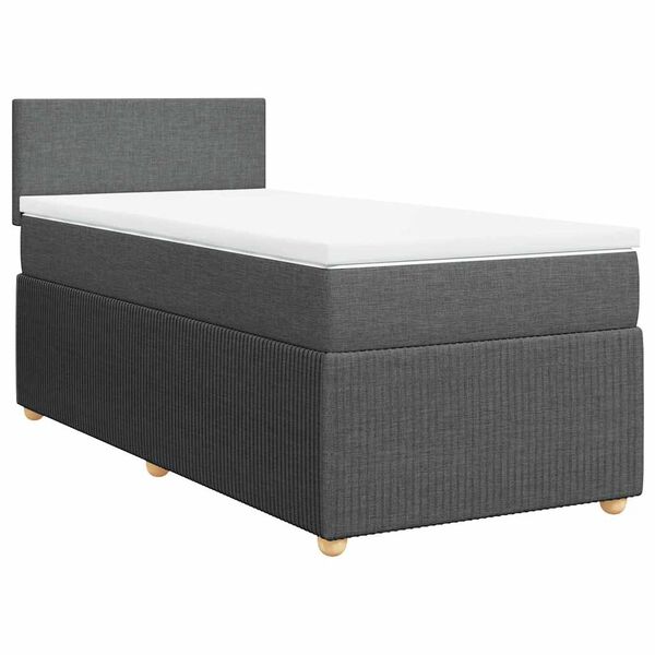 vidaXL Cama box spring con colch&oacute;n tela gris oscuro 90x190 cm