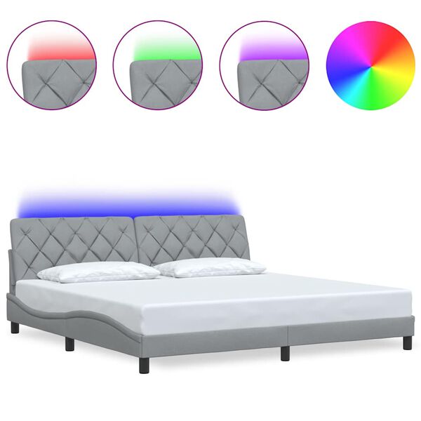 vidaXL Estructura de cama con LED sin colch&oacute;n gris claro 200x200 cm