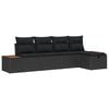 vidaXL Conjunto de sof&aacute; de jard&iacute;n con almohada 5 pcs Negro Polirat&aacute;n