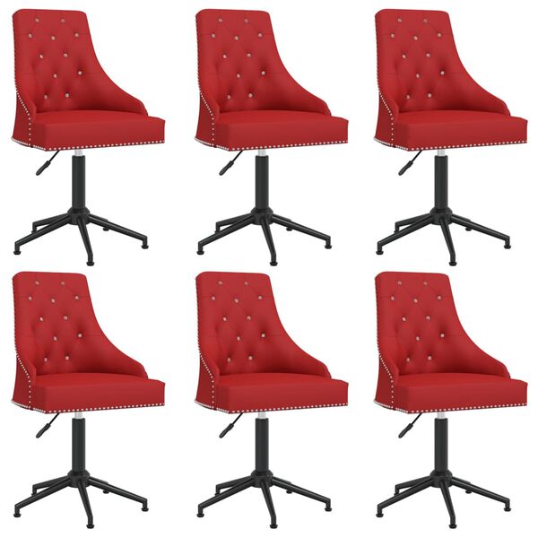 vidaXL Sillas de comedor giratorias 6 unidades terciopelo rojo tinto
