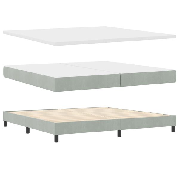 vidaXL Cama tipo Box Spring Gris claro 200 x 200 cm Terciopelo