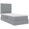 vidaXL Cama con almacenamiento y LED Gris Claro 90 x 200 cm Poli&eacute;ster