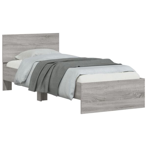 vidaXL Cama con cabecero madera de ingenier&iacute;a gris Sonoma 75x190 cm