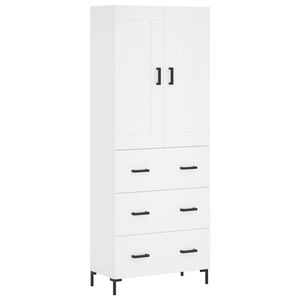 vidaXL Aparador alto madera contrachapada blanco 69,5x34x180 cm