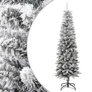 vidaXL &Aacute;rbol de Navidad artificial estrecho con nieve PVC y PE 180 cm