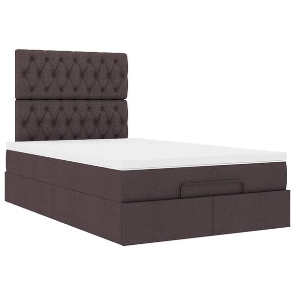 vidaXL Estructura de cama otomana colch&oacute;n tela marr&oacute;n oscuro 120x190cm