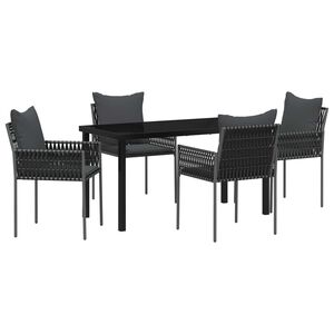 vidaXL Conjunto de Comedor de Jard&iacute;n 5 pcs Negro y Gris
