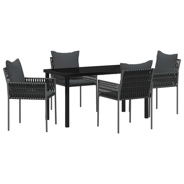 vidaXL Conjunto de Comedor de Jard&iacute;n 5 pcs Negro y Gris