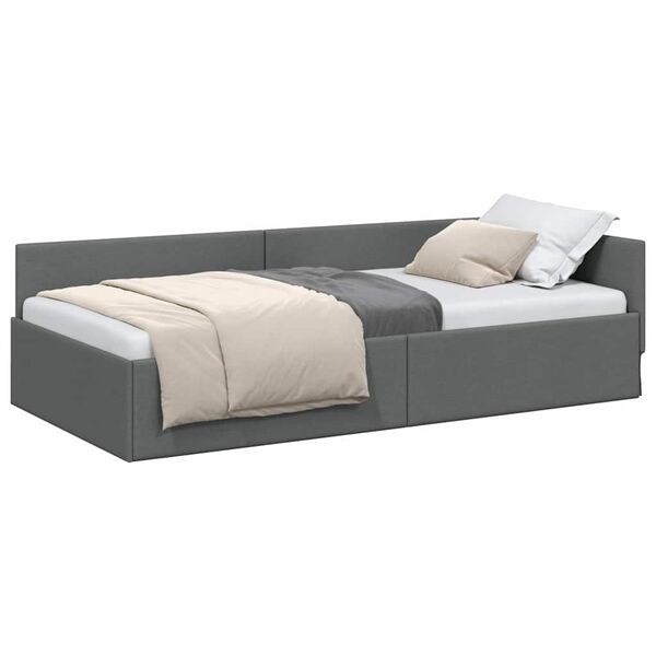 vidaXL Estructura de cama en esquina Gris oscuro 90 cm x 200 cm