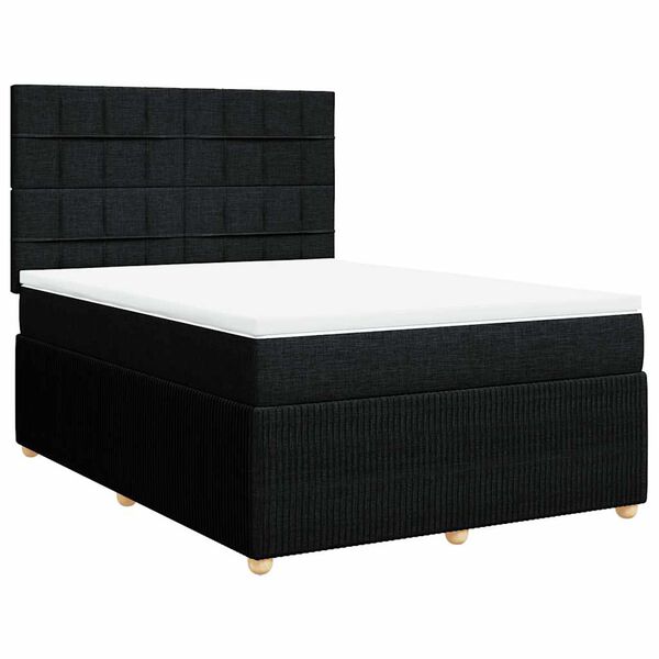vidaXL Cama box spring con colch&oacute;n tela negro 140x200 cm