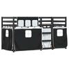 vidaXL Litera con cortinas madera maciza pino blanco y negro 90x190 cm