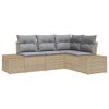 vidaXL Conjunto de sof&aacute; de jard&iacute;n 4 uds. Beige rat&aacute;n sint&eacute;tico