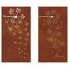 vidaXL Adorno pared jard&iacute;n 2 uds acero corten dise&ntilde;o flores 105x55 cm