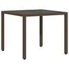 vidaXL Mesa de jard&iacute;n superficie de vidrio rat&aacute;n PE marr&oacute;n 90x90x75 cm