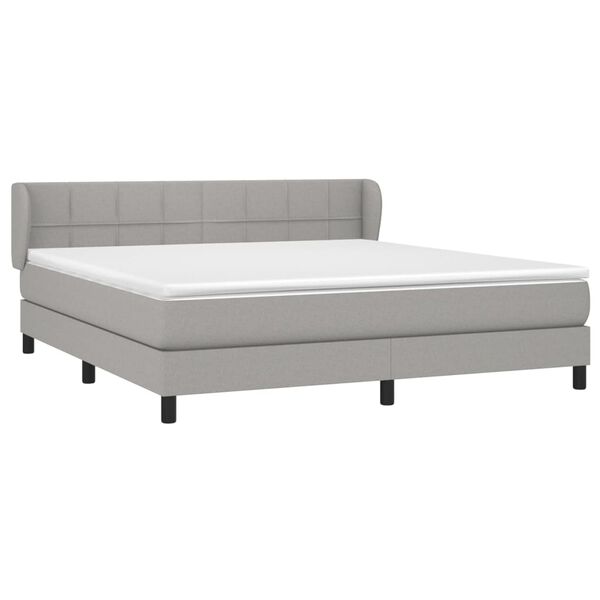 vidaXL Cama box spring con colch&oacute;n tela gris claro 180x200 cm