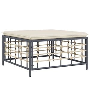 vidaXL Taburete de jard&iacute;n con coj&iacute;n rat&aacute;n sint&eacute;tico beige