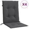 vidaXL Cojines silla respaldo bajo 4 ud tela gris antracita melange