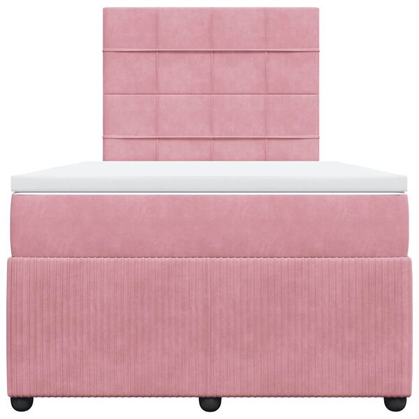 vidaXL Cama box spring con colch&oacute;n terciopelo rosa 120x200 cm