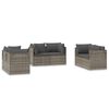 vidaXL Sof&aacute;s de esquina de jard&iacute;n 6 uds rat&aacute;n PE gris 57x57x56 cm