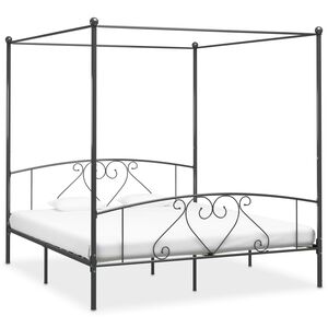 vidaXL Estructura cama con dosel sin colch&oacute;n metal gris 180x200 cm