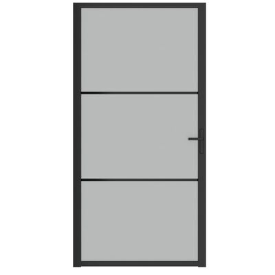 vidaXL Puerta interior de vidrio y aluminio negro mate 102,5x201,5 cm