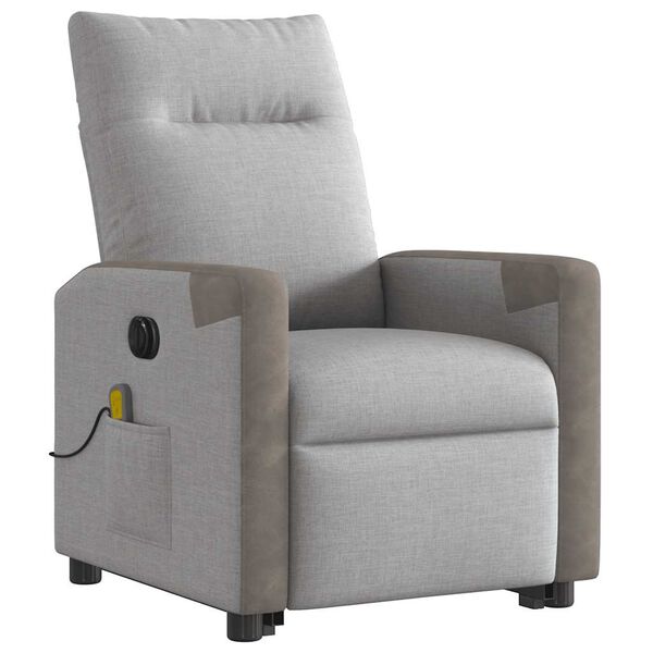 vidaXL Sillón de masaje eléctrico reclinable elevable tela gris nube