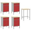 vidaXL Armario de trabajo con caj&oacute;n 4 pcs Rojo 200 x 55 x 85 cm