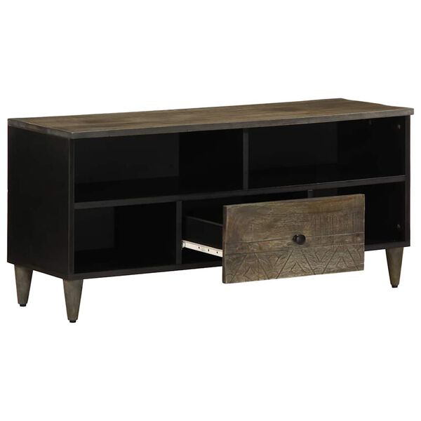vidaXL Mueble de TV madera maciza de mango negro 100x33x46 cm