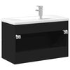 vidaXL Mueble de ba&ntilde;o con lavabo integrado negro