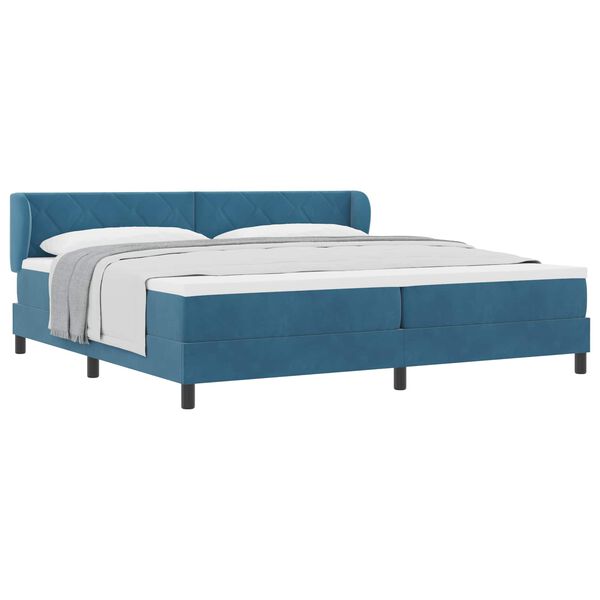 vidaXL Cama tipo Box Spring Azul oscuro 200 x 200 cm Terciopelo