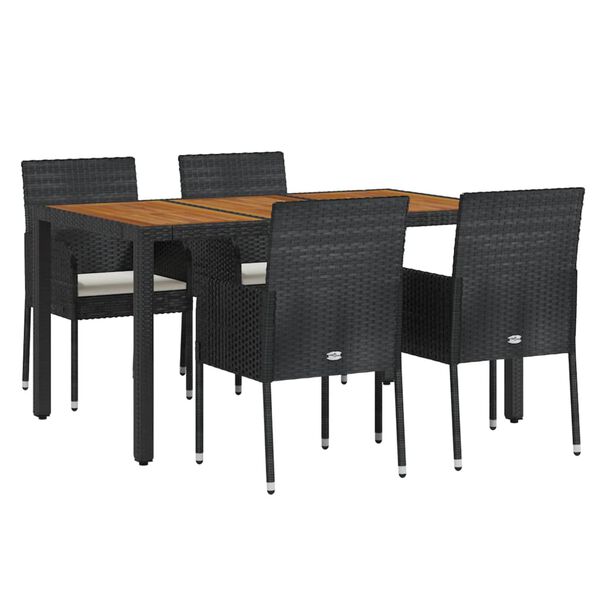 vidaXL Set de muebles jard&iacute;n 5 pzas con cojines rat&aacute;n sint&eacute;tico negro