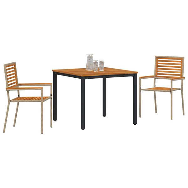 vidaXL Conjunto de Comedor de Jard&iacute;n 3 pcs Beige y Marr&oacute;n