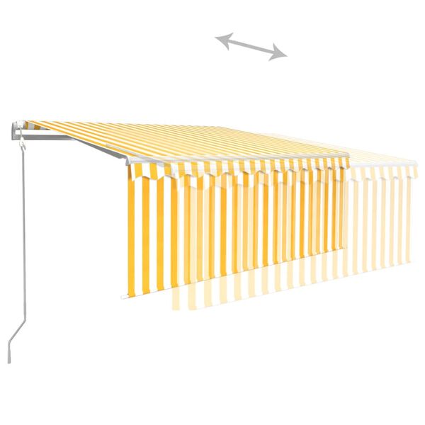 vidaXL Toldo automático retráctil con persiana amarillo blanco 3x2,5m