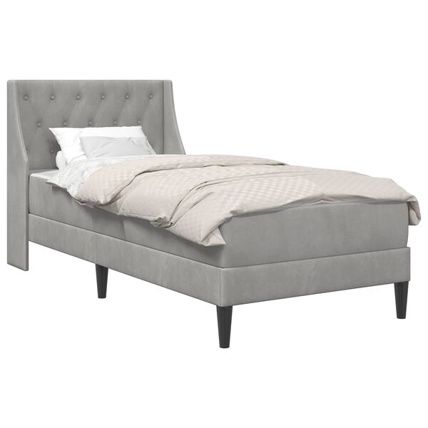vidaXL Estructura de cama con colch&oacute;n Gris Claro 90 x 190 cm