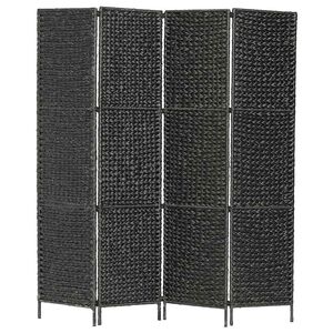 vidaXL Biombo divisor 4 paneles jacinto de agua negro 154x160 cm