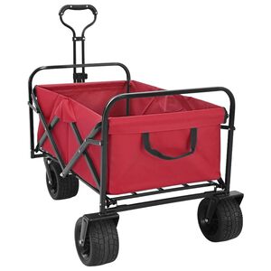 vidaXL Carro de Mano Plegable Rojo 89 x 63 x 96 cm Acero y Tela Oxford