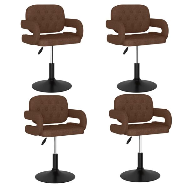 vidaXL Sillas de comedor giratorias 4 unidades tela marr&oacute;n