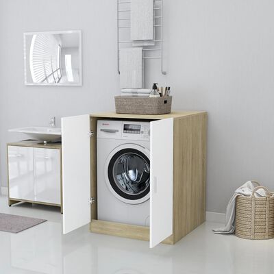 vidaXL Armario de lavadora blanco y roble Sonoma 71x71,5x91,5 cm