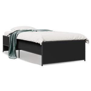 vidaXL Estructura de cama madera de ingenier&iacute;a y metal negra 75x190 cm