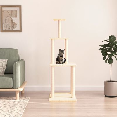 vidaXL Rascador para gatos con postes de sisal color crema 149 cm