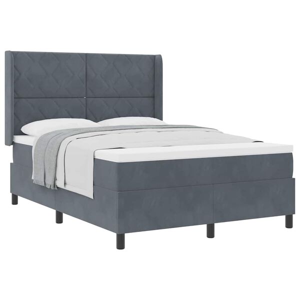 vidaXL Cama tipo Box Spring Gris oscuro 140 x 200 cm Terciopelo