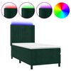 vidaXL Cama box spring colch&oacute;n y LED terciopelo verde oscuro 80x200 cm