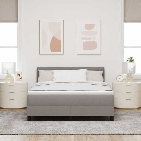 vidaXL Cama tipo Box Spring con colch&oacute;n Taup&eacute; 140 x 200 cm tela